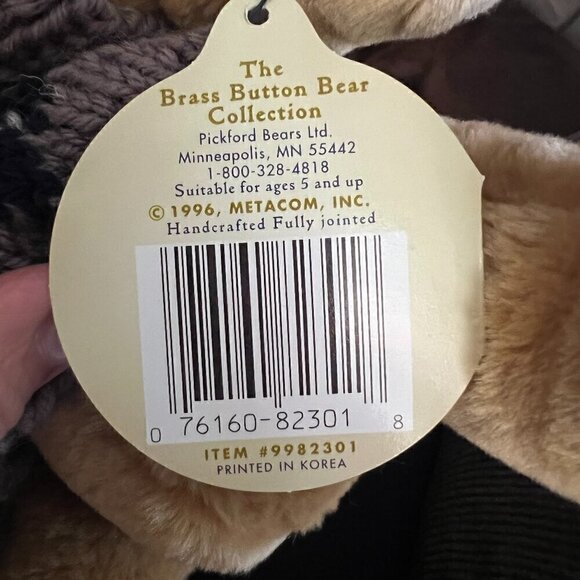NWT Vintage 96 Pickford Brass Button Bears Collection Sherwood Bear of Long Life - Picture 11 of 13